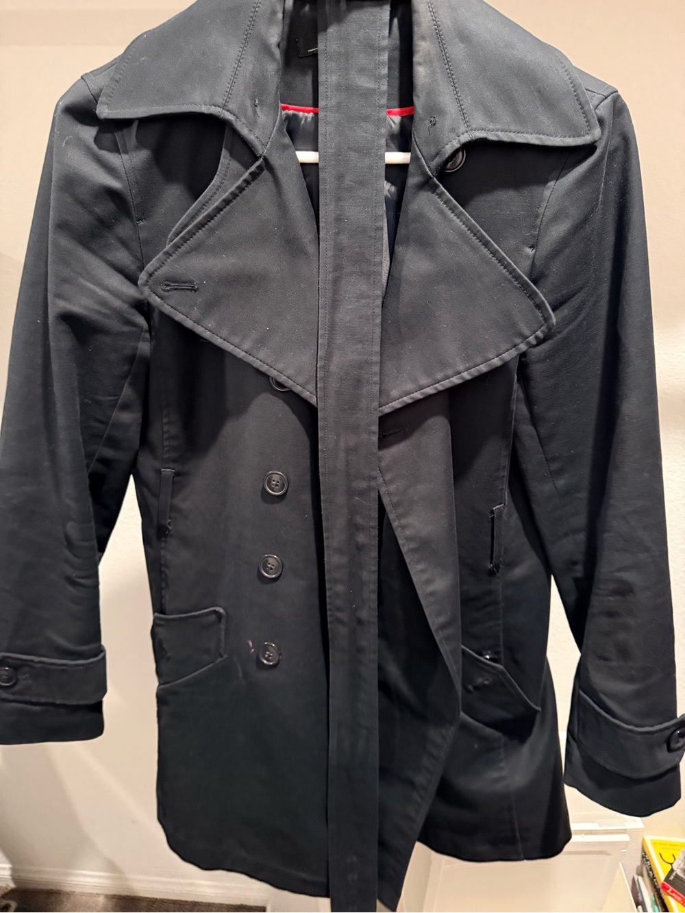 Willi Smith Men's Black Double-Breasted Pea Coat